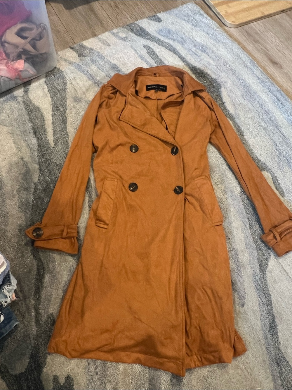 Kendall & Kylie Double-Breasted Rust Trench Coat